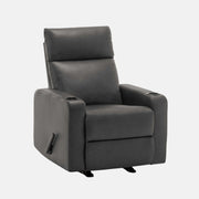 Fauteuil Inclinable Manuel Similicuir Gris Berçant avec Porte-Gobelets