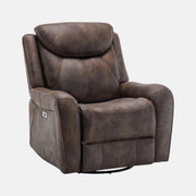 Fauteuil Inclinable Motorisé Similicuir Brun Pivotant et Berçant avec USB