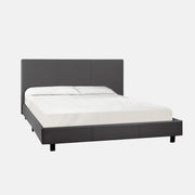 Ensemble lit Queen en similicuir gris + matelas à ressorts Bonnell