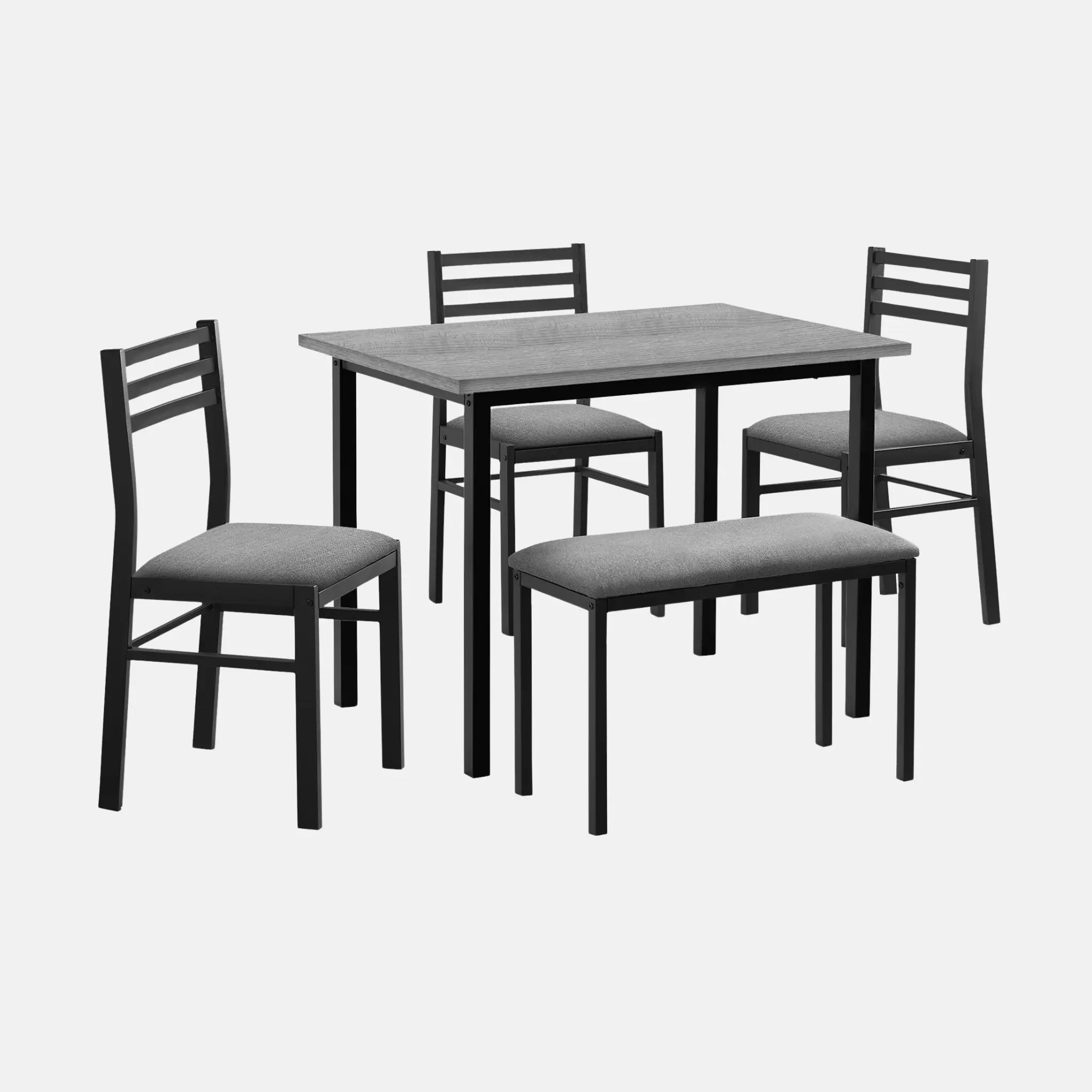 ENSEMBLE À SALLE À MANGER - 5PCS / PLATEAU GRIS / MÉTAL NOIR