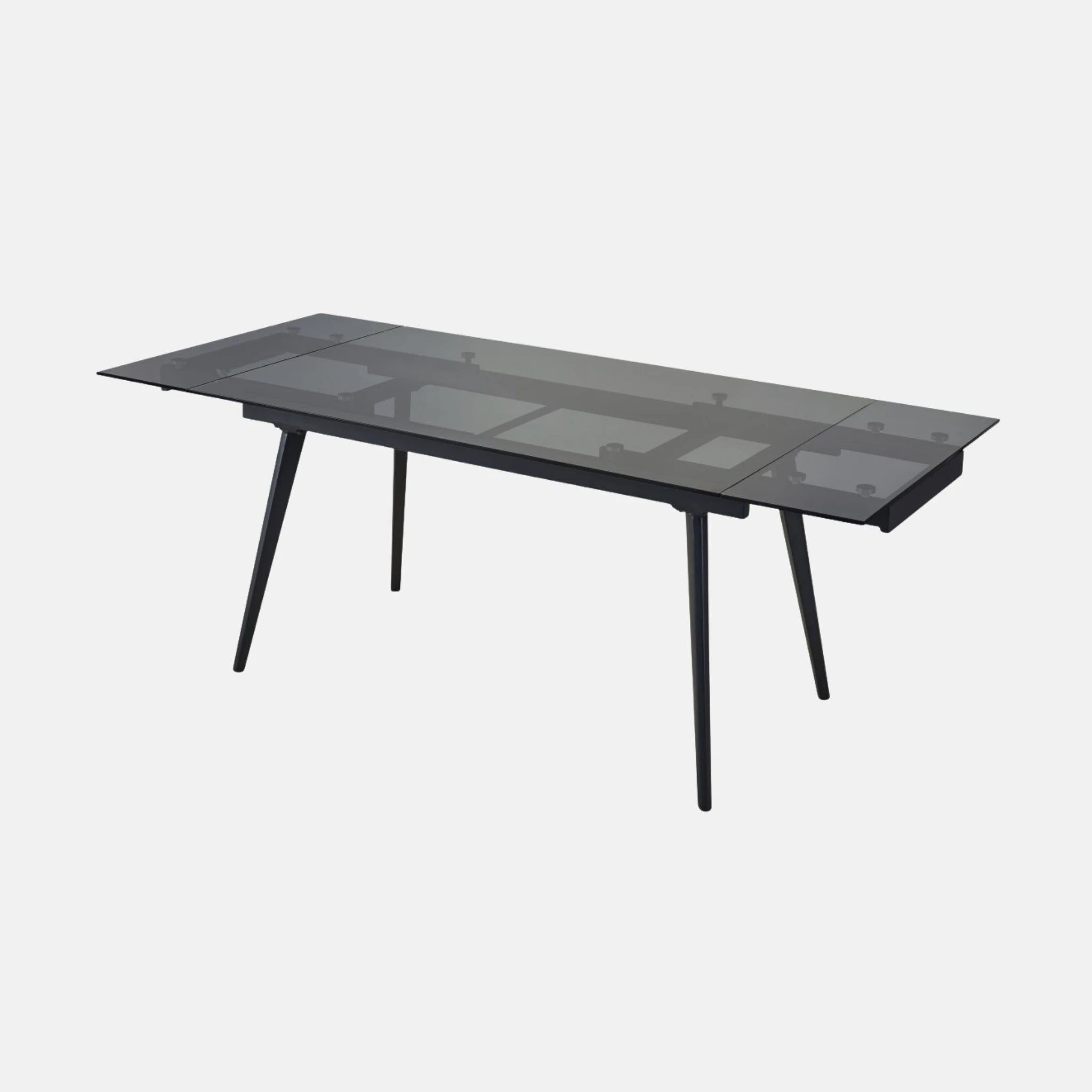 Table à manger extensible noire Makena - Verre et Métal
