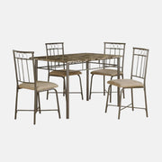 Ensemble de Salle à Manger 5 Pièces Marbre Espresso et Métal Bronze