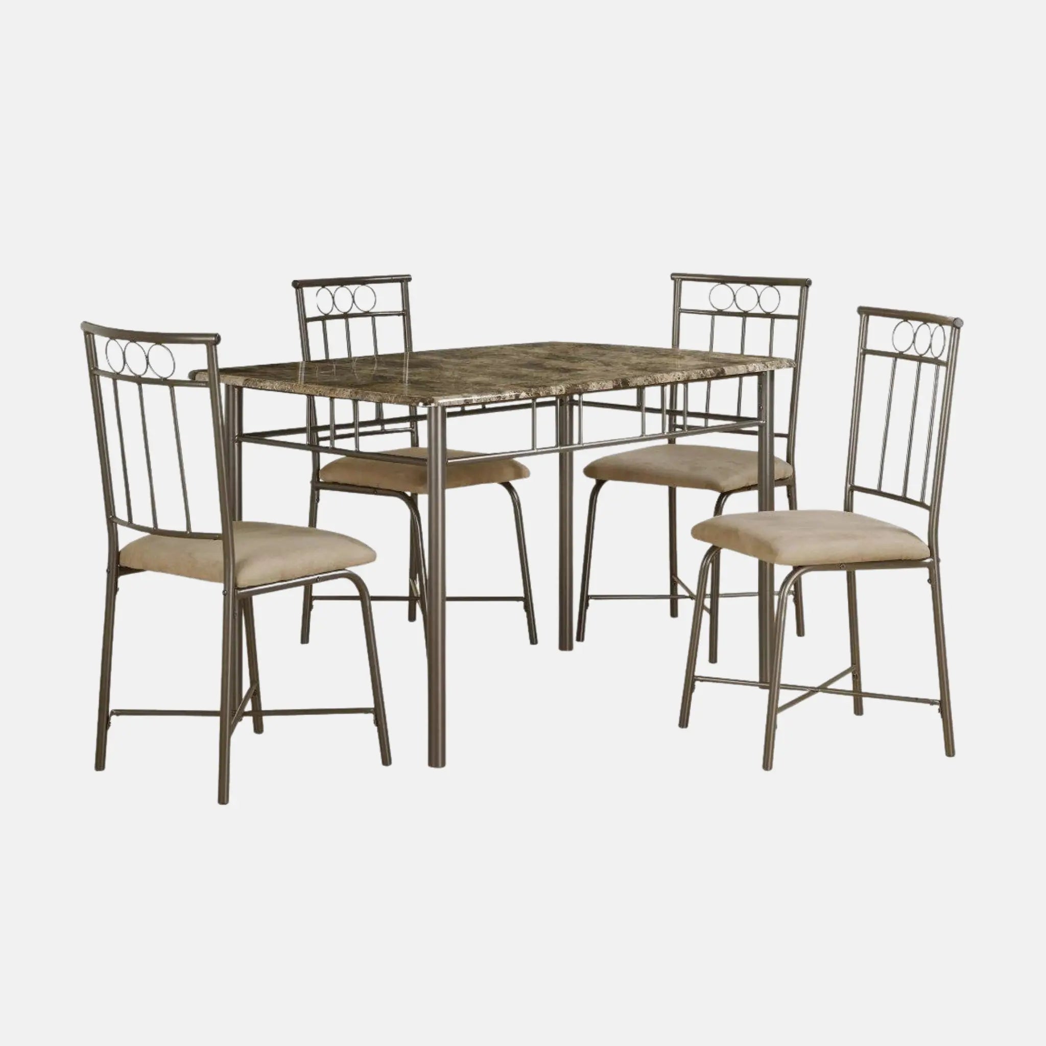 ENSEMBLE A DÎNER - ENSEMBLE 5PCS / MARBRE ESPRESSO / MÉTAL BRONZE 