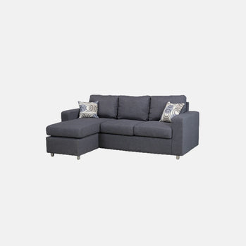 Sectionnel avec méridienne réversible (tissu gris) 