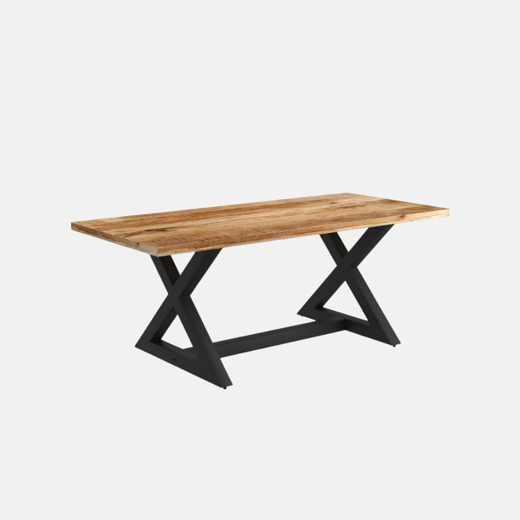 Table de salle à manger rectangulaire Zax en naturel et noir