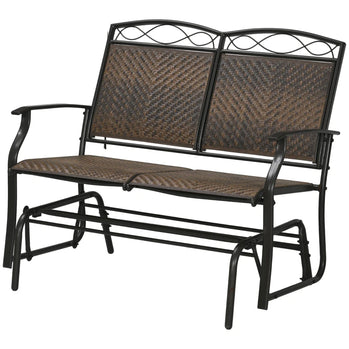 Causeuse d'extérieur, chaise coulissante en rotin avec cadre en acier, marron mélangé