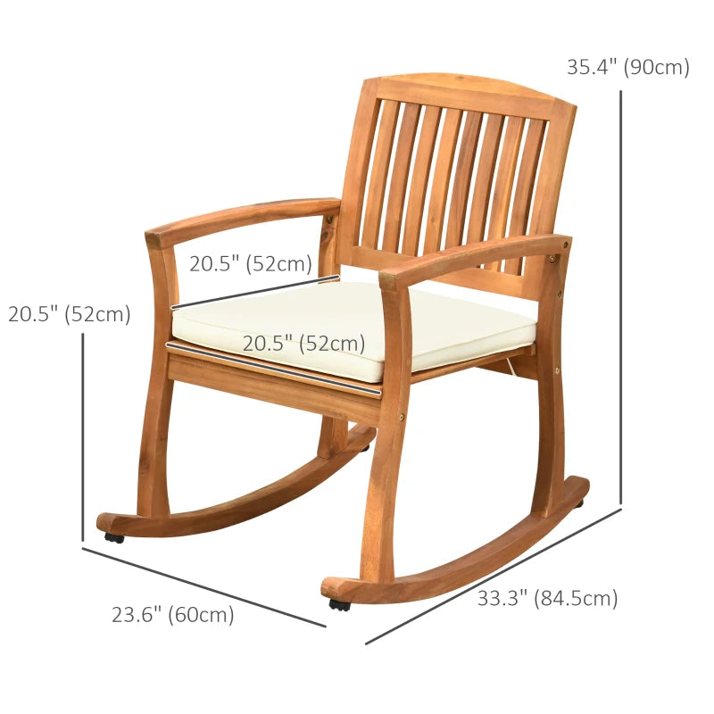 Chaise à bascule de Patio, bascule de porche en bois intérieure et extérieure avec coussin pour terrasse, balcon, jardin, Patio, teck