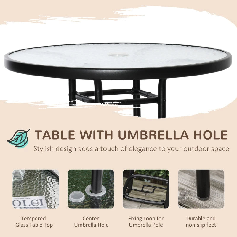 Ensemble de bar de patio 4 pièces, mobilier d'extérieur pliable avec parasol pour bord de piscine, arrière-cour et jardin, marron