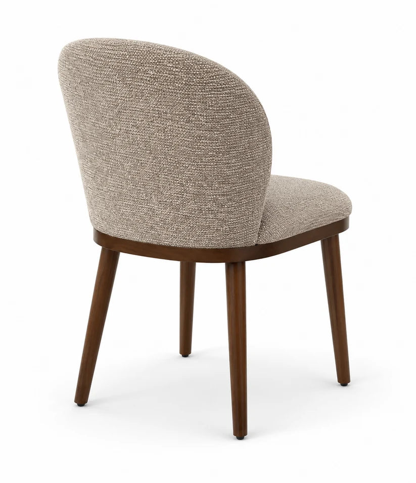 Chaise de salle à manger RHEA en tissu taupe clair et fini frêne pâle