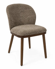 Chaise de salle à manger RHEA en tissu chocolat et fini brun rustique