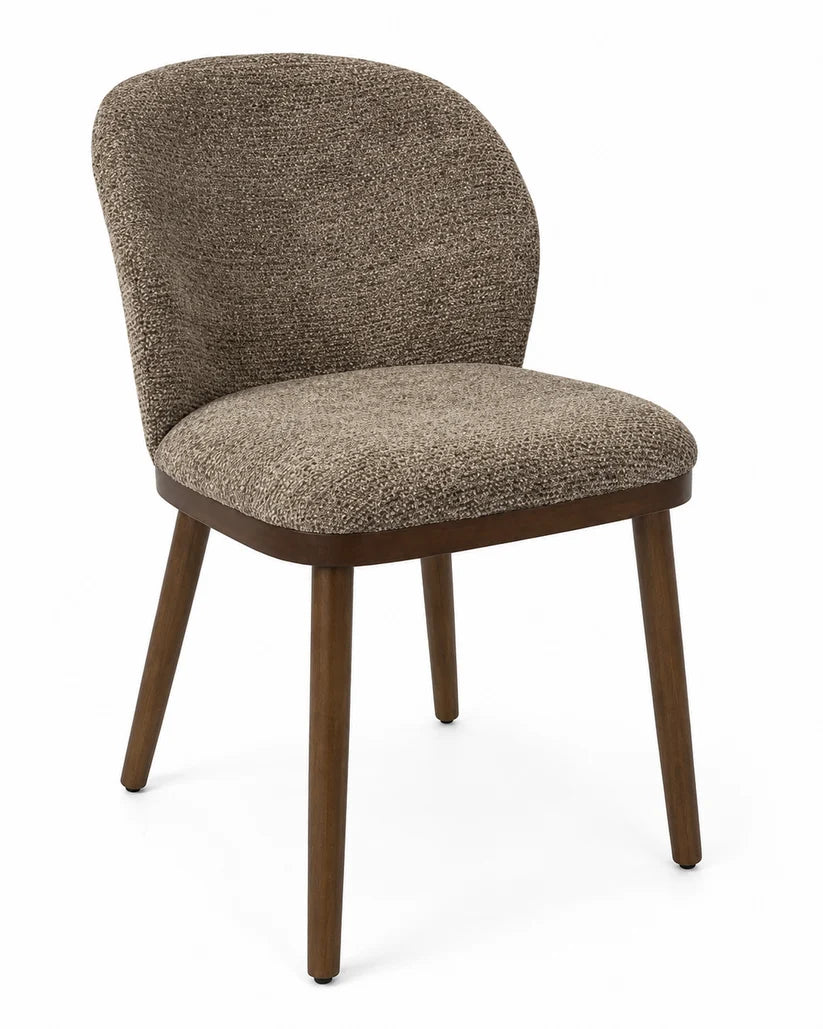 Chaise de salle à manger RHEA en tissu chocolat et fini brun rustique