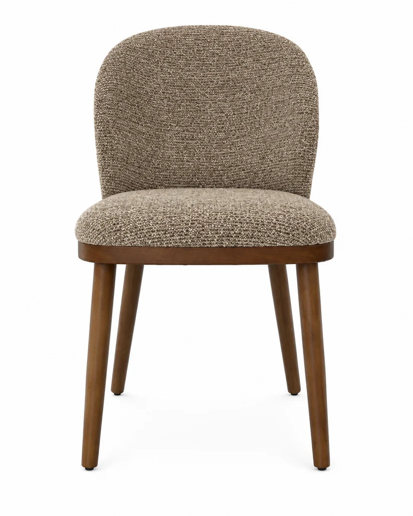Chaise de salle à manger RHEA en tissu chocolat et fini brun rustique