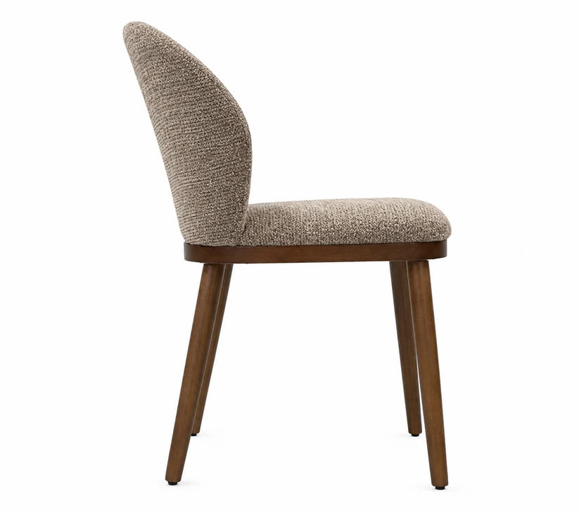 Chaise de salle à manger RHEA en tissu chocolat et fini brun rustique