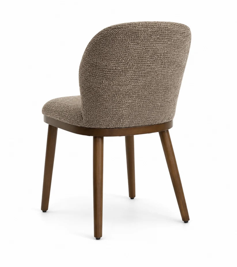 Chaise de salle à manger RHEA en tissu chocolat et fini brun rustique