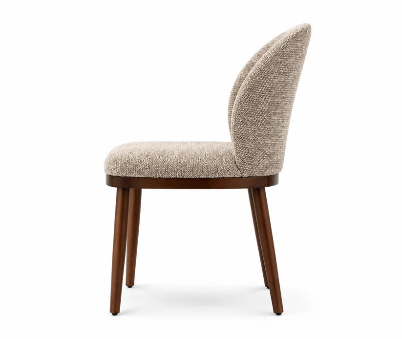 Chaise de salle à manger RHEA en tissu taupe clair et fini frêne pâle