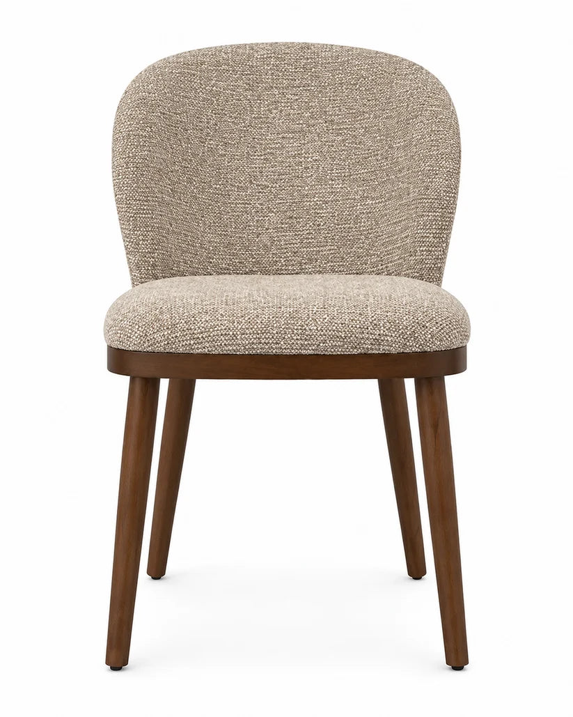 Chaise de salle à manger RHEA en tissu taupe clair et fini frêne pâle