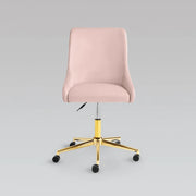 Fauteuil de bureau Victoria en velours taupe et pieds dorés