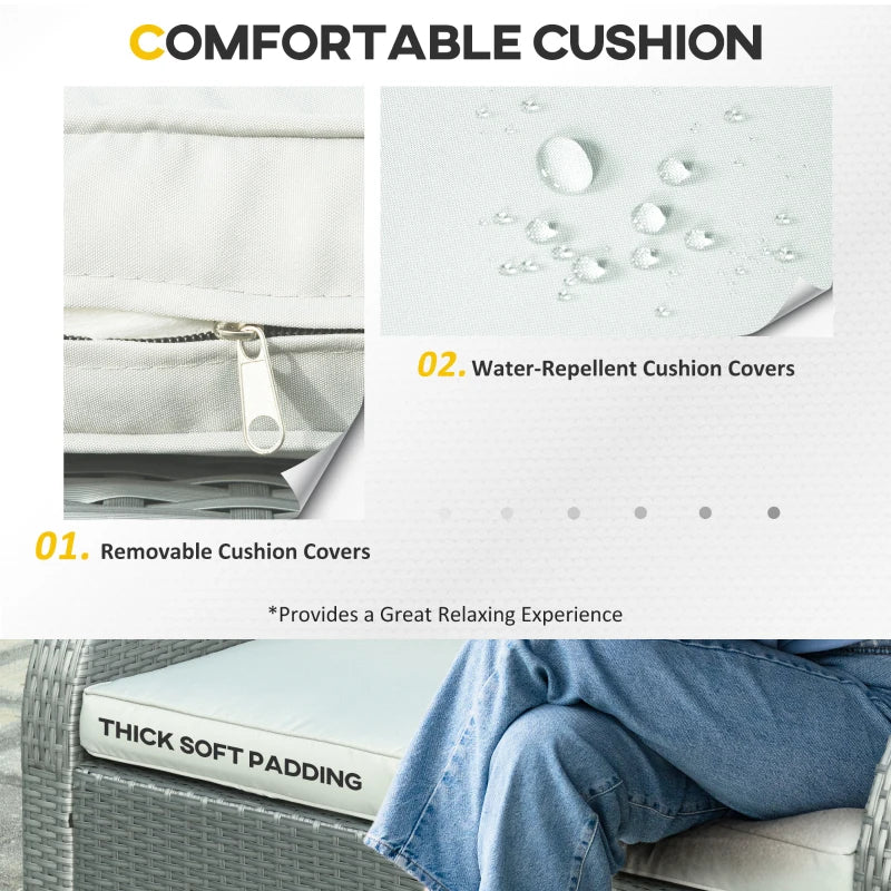 Ensemble de canapé d'extérieur en rotin et osier, 6 pièces, meubles de Patio tous temps avec Table à thé et coussin pour jardin d'arrière-cour gris