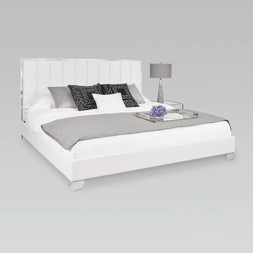 Lit King Matelassé Gris Napa Uriel Acier Inoxydable