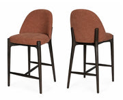 Tabouret de comptoir Liverpool en tissu châtaigne et bouleau