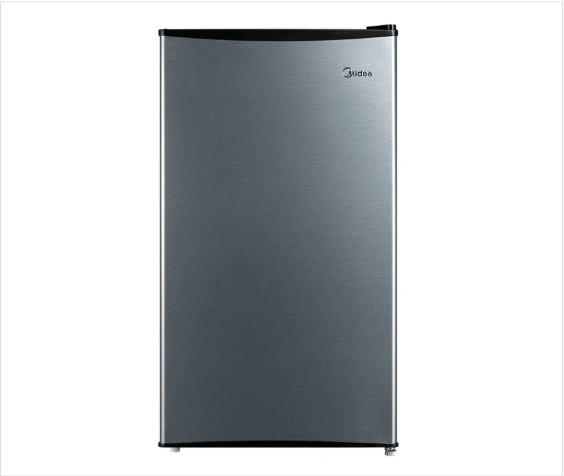 Midea 3.3-cu ft Stainless Steel Standard-Depth Freestanding Mini Fridge with Freezer Compartment