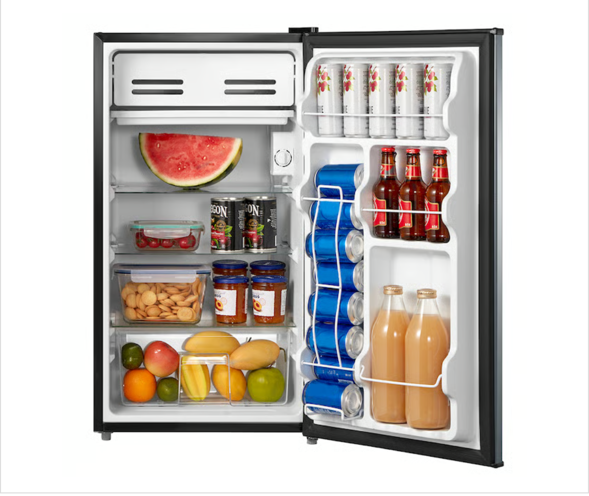 Midea 3.3-cu ft Stainless Steel Standard-Depth Freestanding Mini Fridge with Freezer Compartment