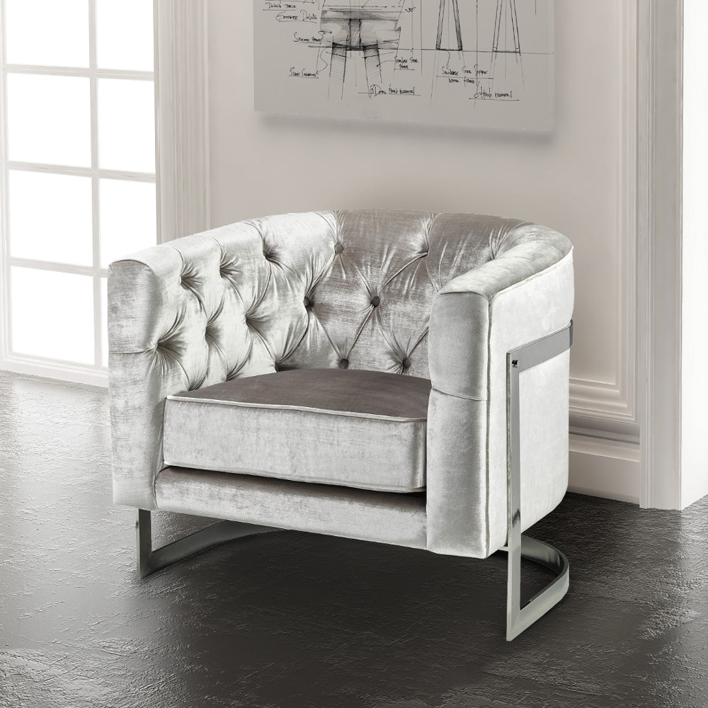 Chaise en velours gris brillant Pinnacle