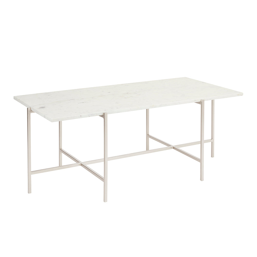 Table basse avec plateau en marbre blanc Ida : cadre argenté