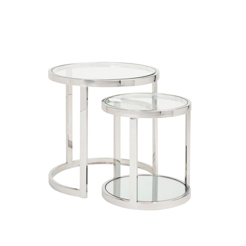 Tables de bout gigognes rondes AVON GY-ET-509 – Ensemble de 2 pièces