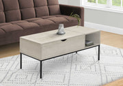 COFFEE TABLE - 42"L / LIFT-TOP WASHED OAK / BLACK METAL : I 3807