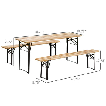 Ensemble de Table de pique-nique pliante 3 pièces, ensemble de Table de pique-nique pliante Portable, 1 Table de pique-nique et 2 bancs