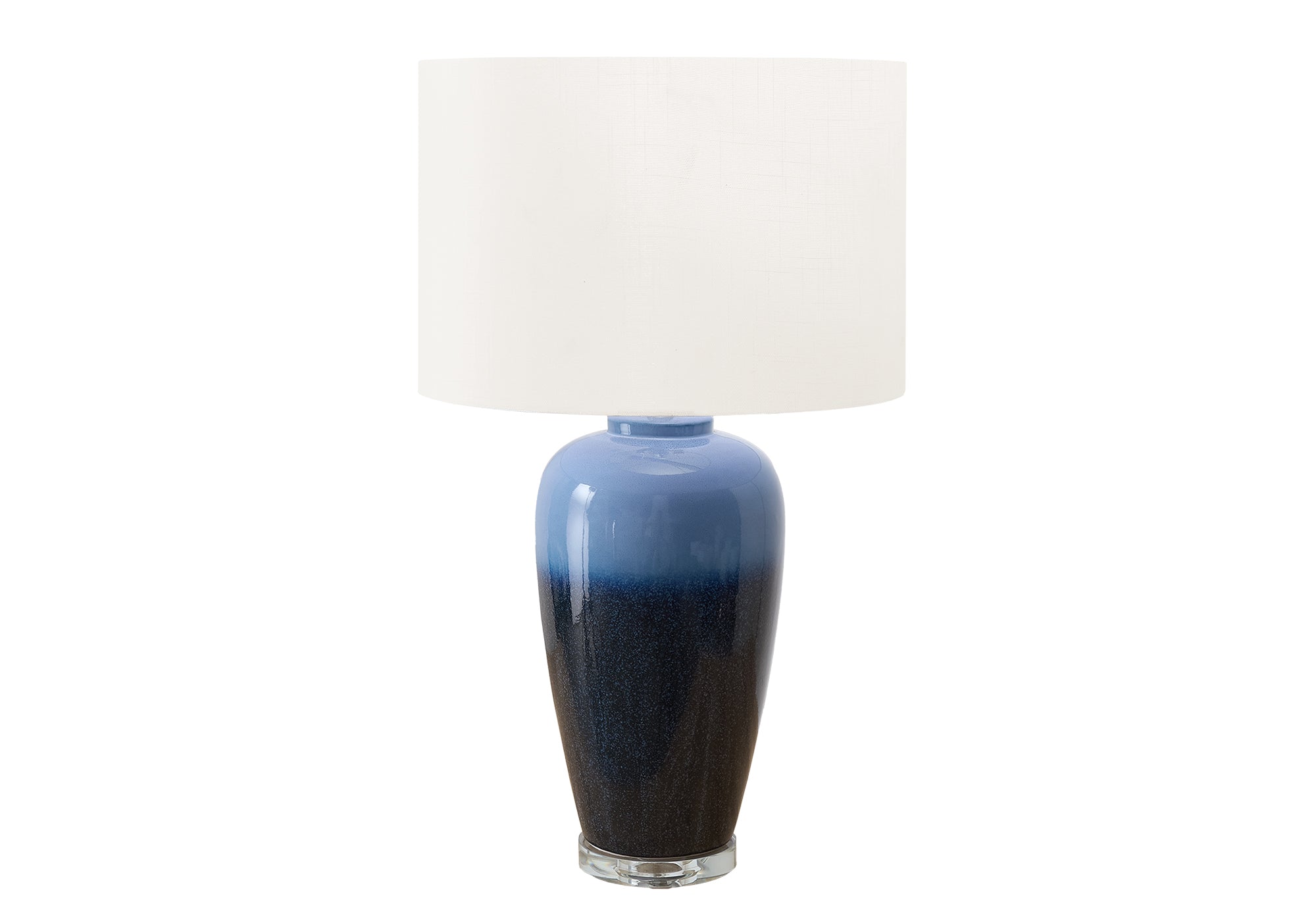 Lampe de table 29 po – Base en céramique bleue et abat-jour en tissu ivoire :9947