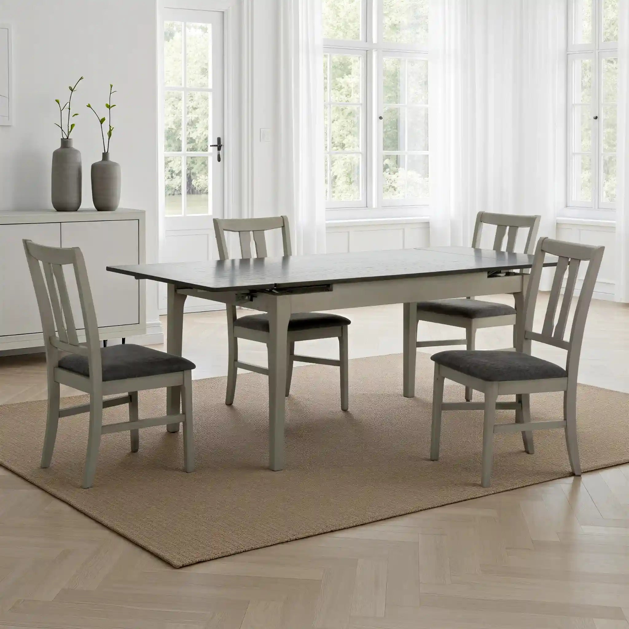 Table de Cuisine avec Rallonges Intégrées 4 chaise