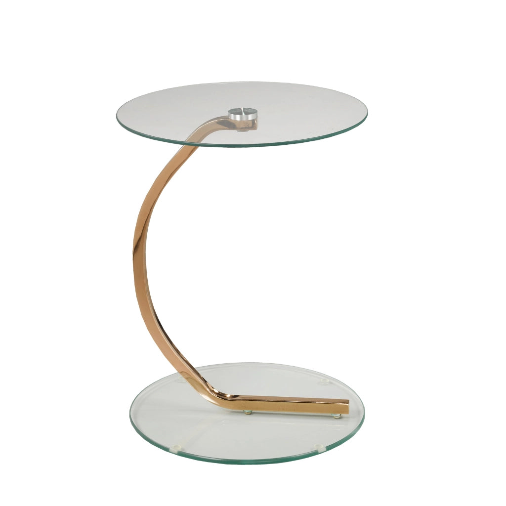 table d'appoint or rose et verre