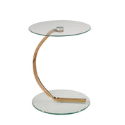 table d'appoint or rose et verre