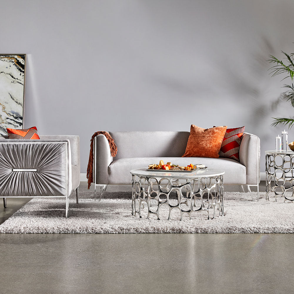 Causeuse Truro : velours gris
