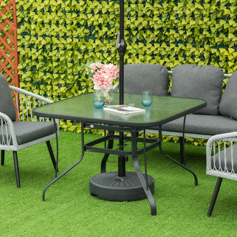 Table de salle à manger de Patio de 42 pouces avec trou de parasol, Table de bistro d'extérieur carrée pour jardin, pelouse, arrière-cour, acier