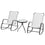 Ensemble de 2 chaises à bascule de patio, ensemble de bistro de patio 3 pièces avec cadre en métal, siège en tissu maillé respirant pour jardin, terrasse, blanc