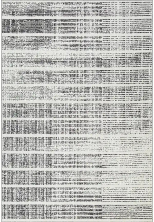 Tapis XL contemporain Oakville 8x11 | Blanc et Argent au fini utilisé