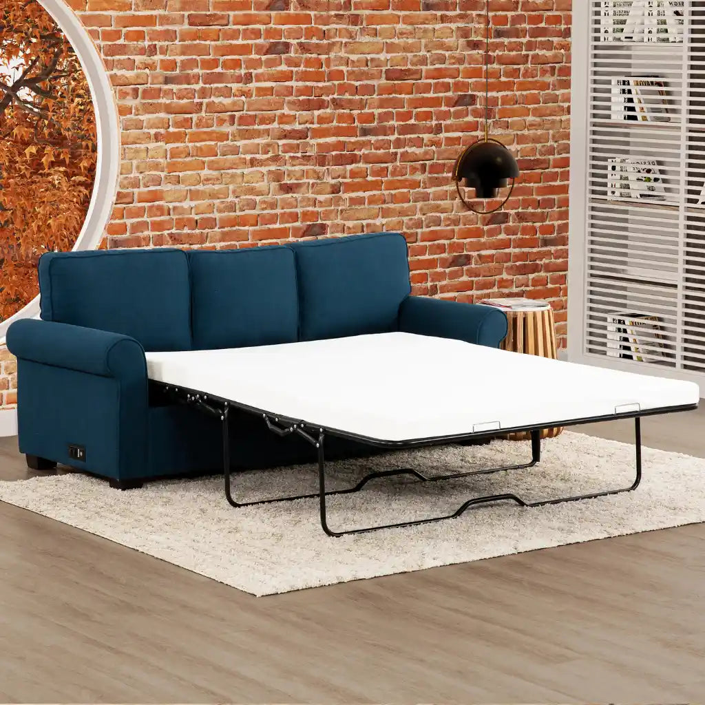 Sofa-Lit Bleu Marin avec Matelas Queen