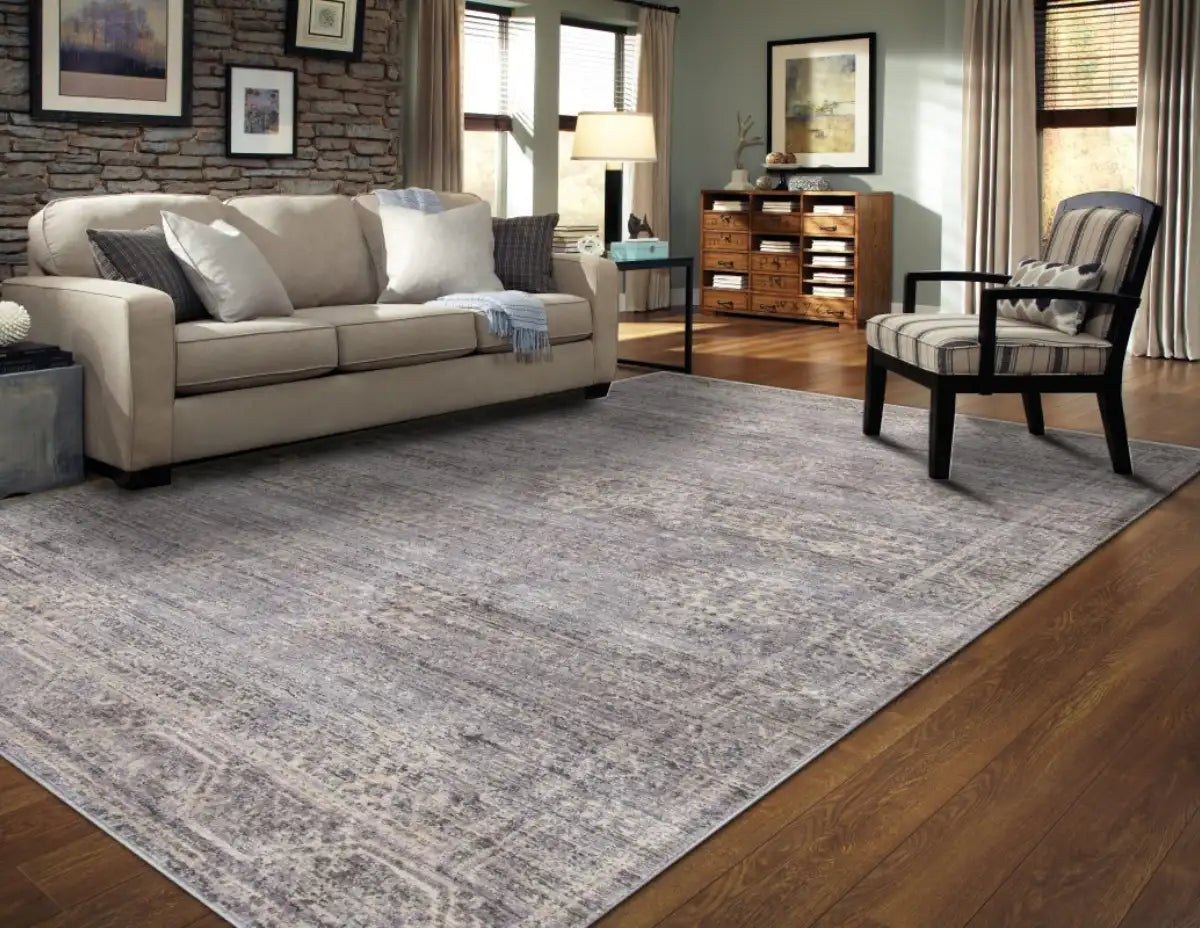 Tapis XL Jaspe 8x11 | Palette neutre et fini utilisé vintage