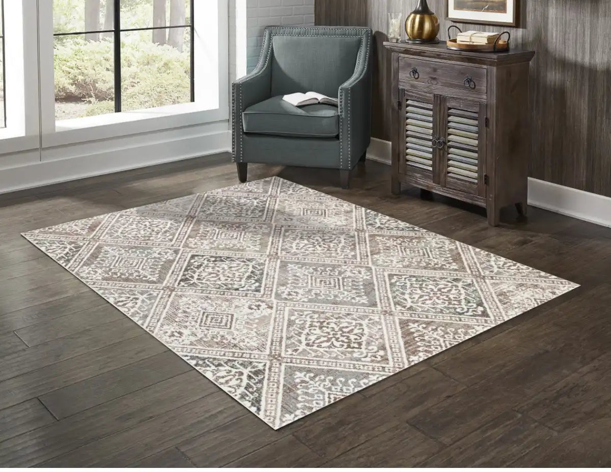 Tapis XL traditionnel Sahara 8x11 | Beige chaud au fini utilisé