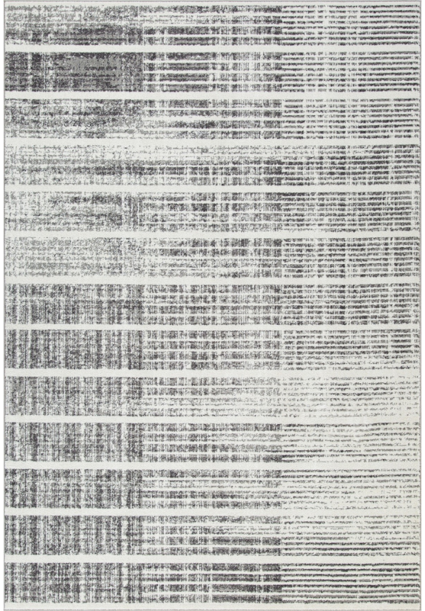 Tapis XL contemporain Julien 8x11 | Blanc &amp; Argent au fini utilisé