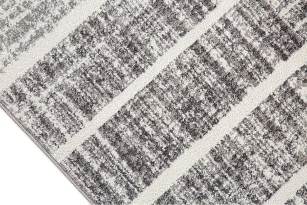 Tapis XL contemporain Julien 8x11 | Blanc &amp; Argent au fini utilisé