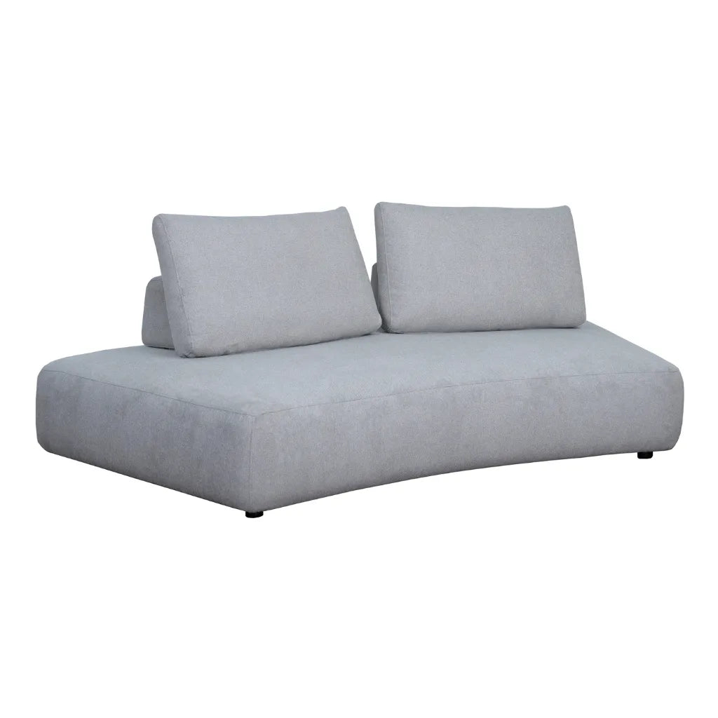 Gray sofa with two cushions on a white background