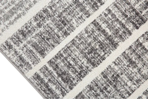 Tapis XL contemporain Oakville 8x11 | Blanc et Argent au fini utilisé