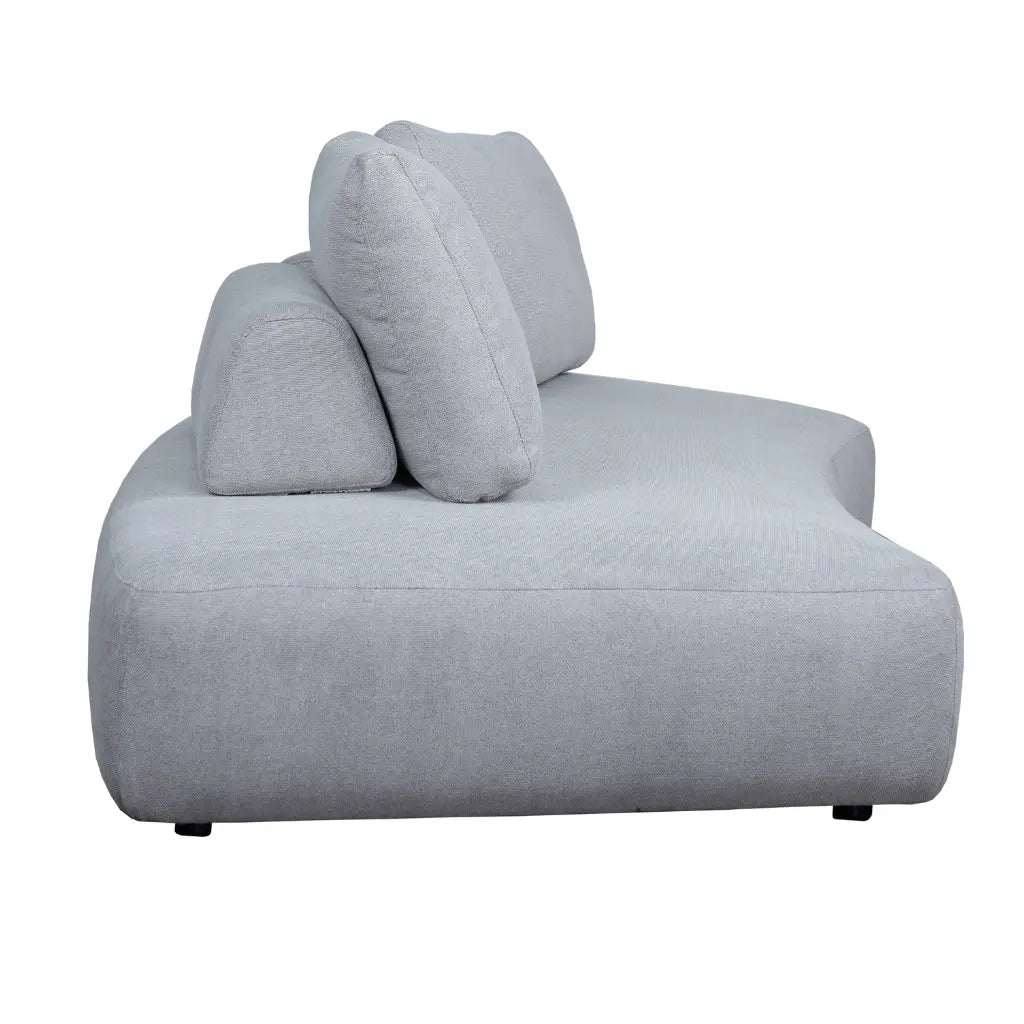 Gray sofa with two cushions on a white background