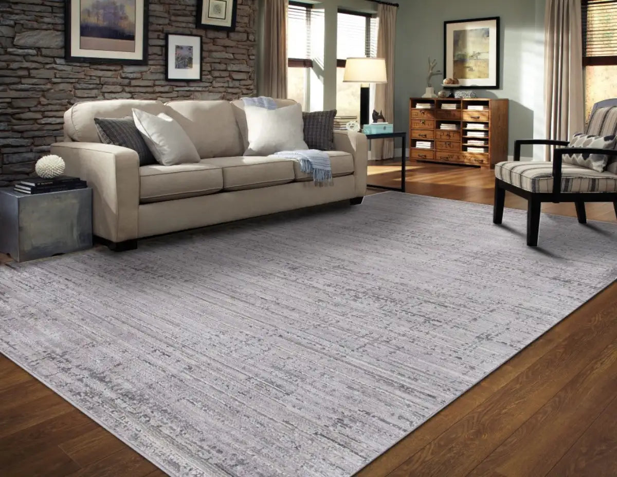 Tapis XL contemporain Hillsdale 8x11 | Gris et Noir au fini utilisé