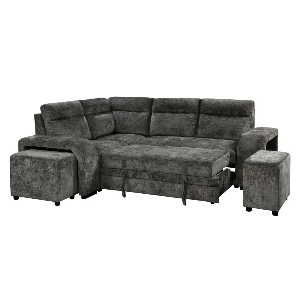 Canapé-lit Largo en tissu Astra DK Gris