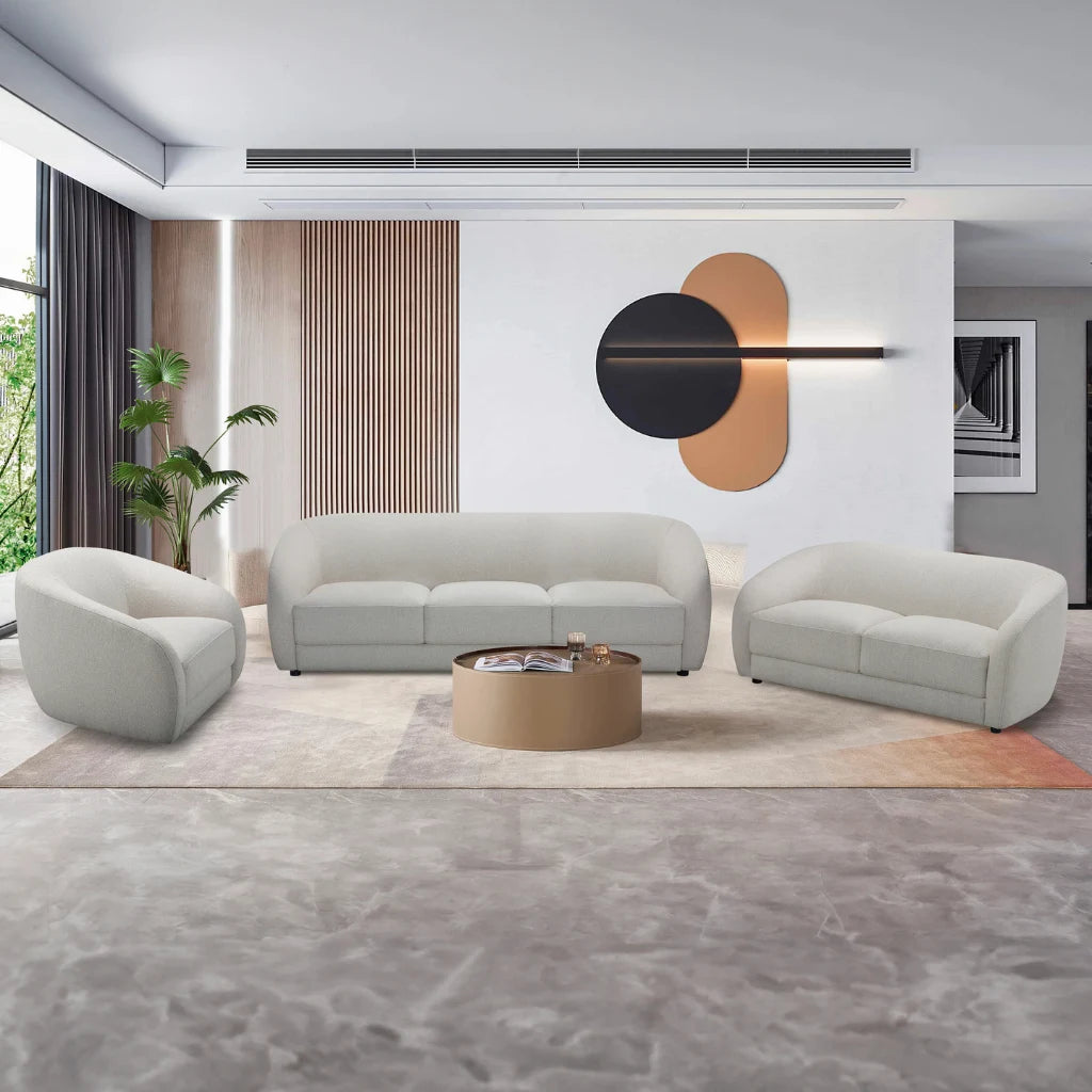 Canapé Sophy crème – Silhouette ronde et confort équilibré